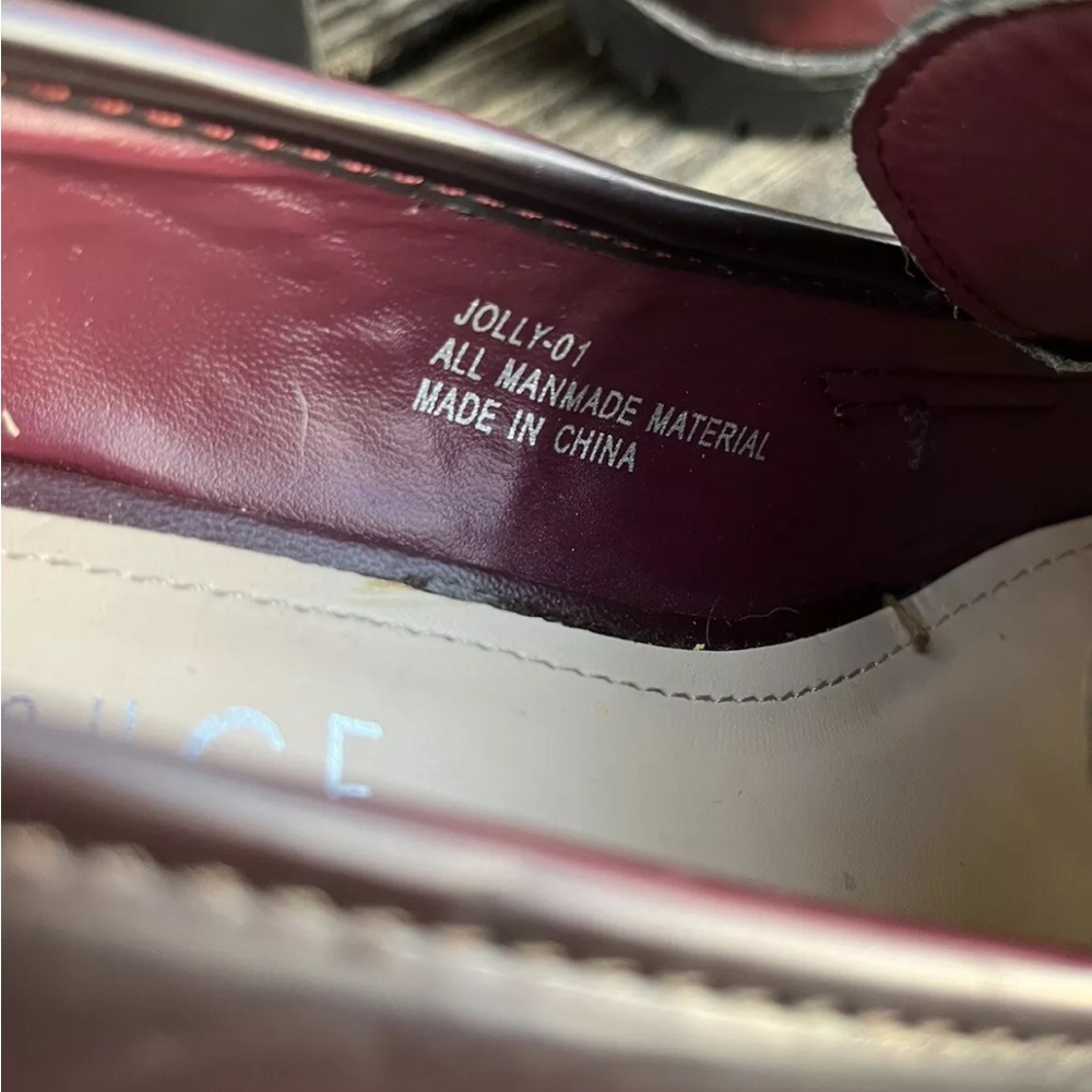 Rouge Helium Chunky Heels Platform Loafers Size 8 EU 38 Burgundy Black Retro - Picture 4 of 9